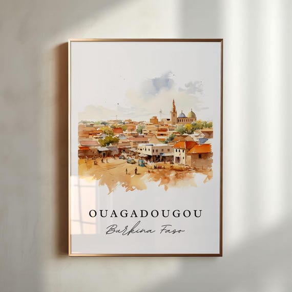 Ouagadougou Burkina Faso Art Print, Custom Text