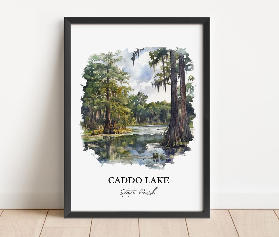 Caddo Lake Texas State Park Cypress Swamp Watercolor Art Poster - Image 3
