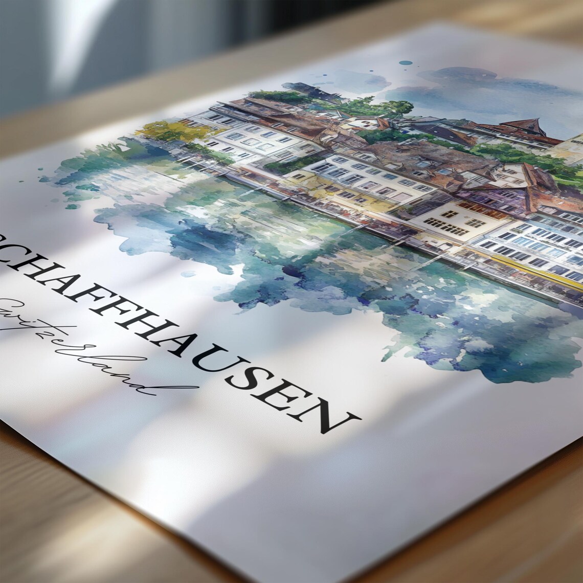 Schaffhausen Switzerland Riverside Castle Watercolor Old Town Poster - Image 6