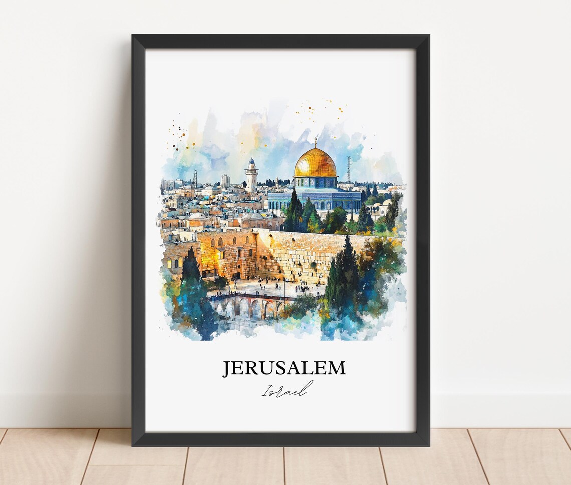 Jerusalem Israel Watercolor Dome Old City Sacred Travel Poster - Image 6