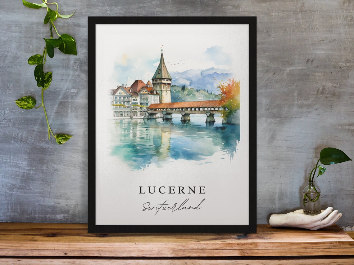 Lucerne Traditional Travel Poster, Switzerland Art Print