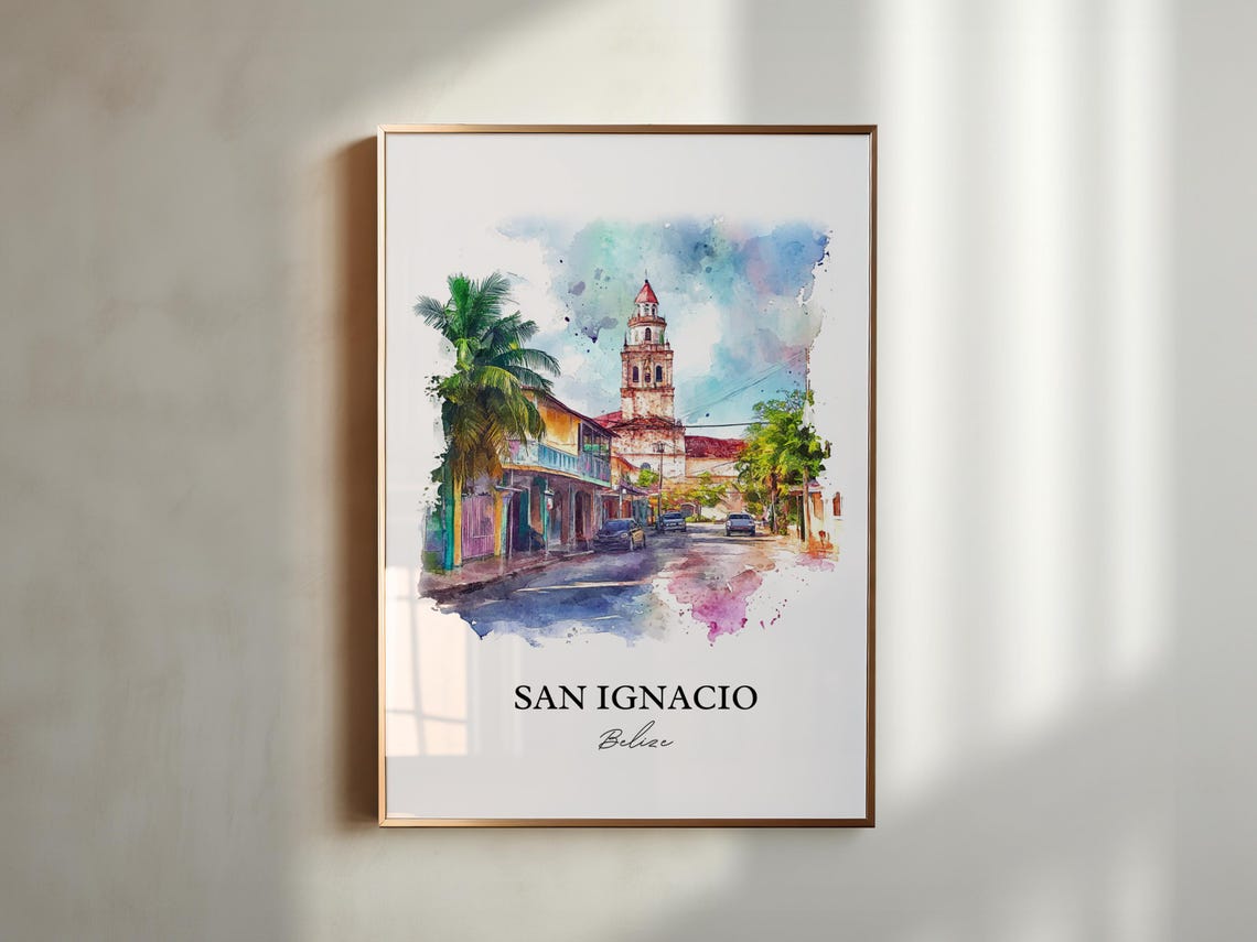 San Ignacio Wall Art Belize Print Watercolor Gift Travel Poster Housewarming - Image 5