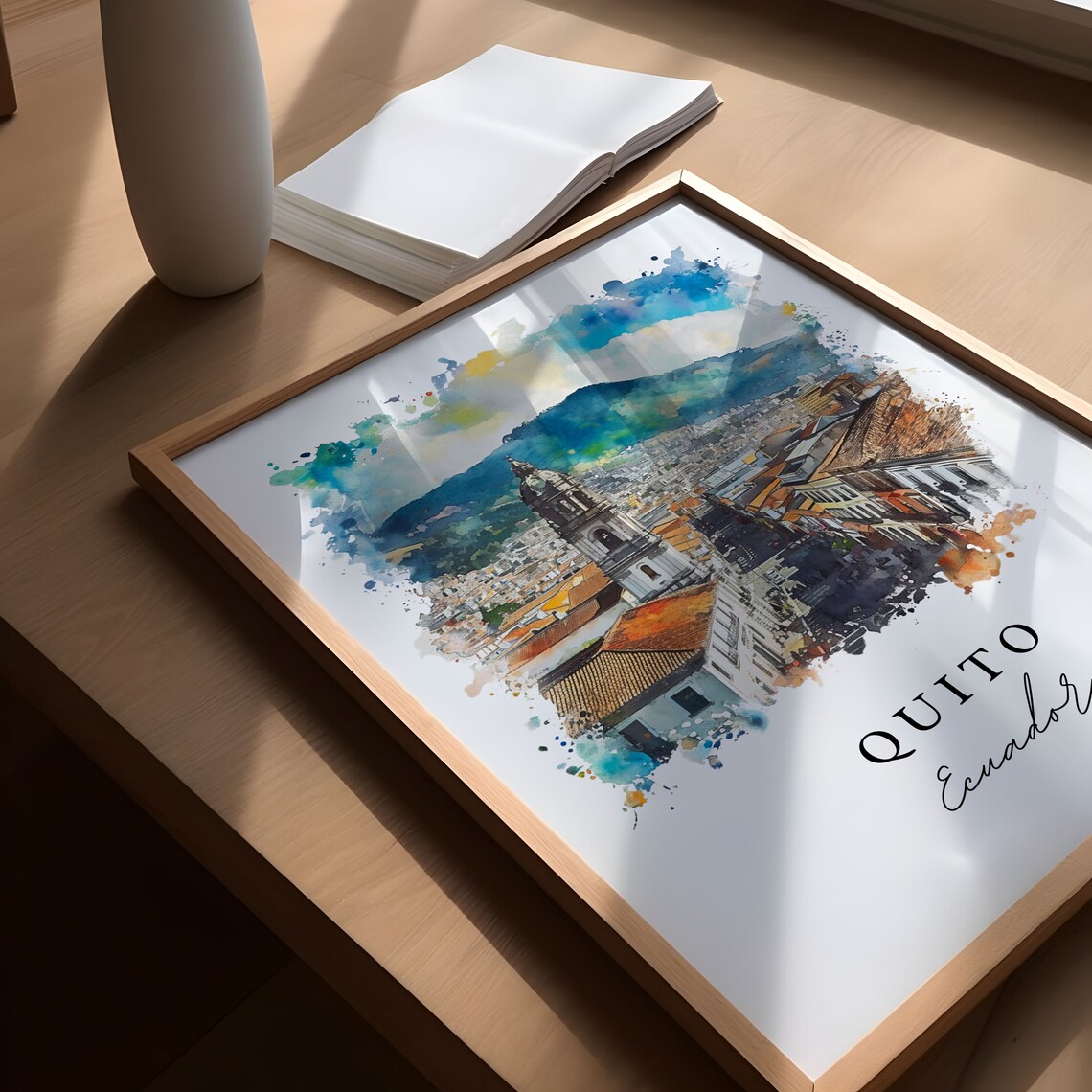 Quito Ecuador Colonial Old Town Andes Heights Watercolor Poster - Image 5