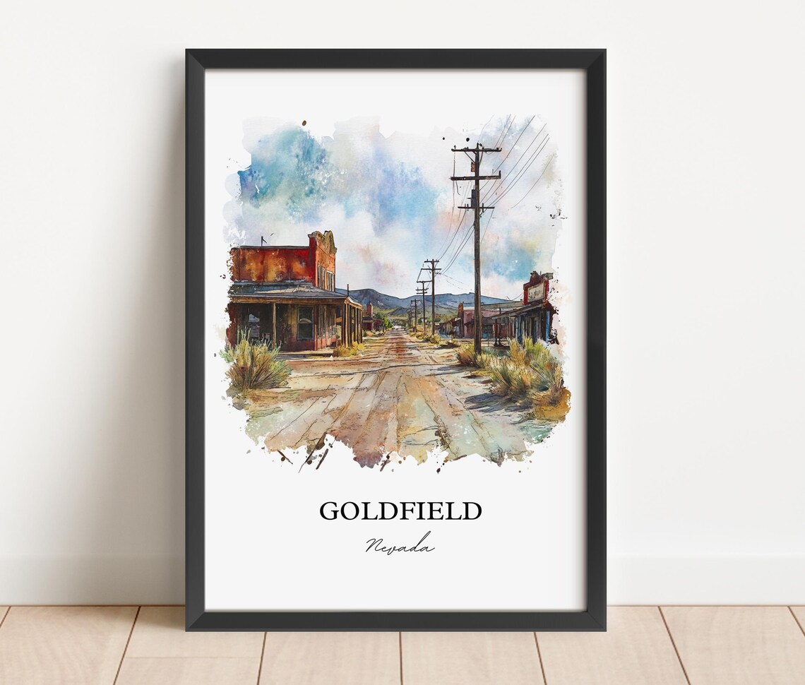 Goldfield Nevada Historic Mining Town Street Watercolor Poster - Image 4