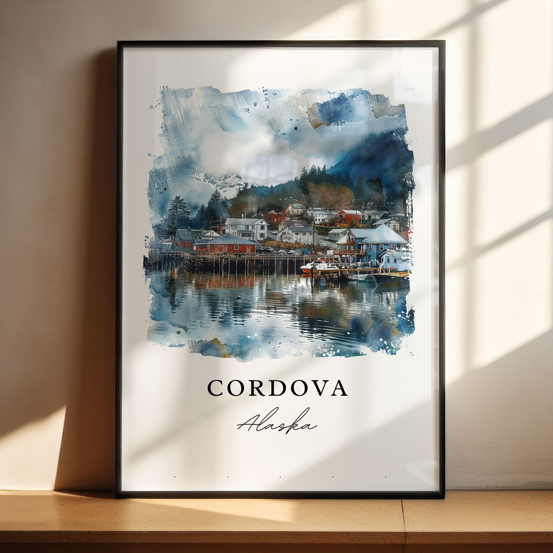 Cordova Alaska Watercolor Travel Poster