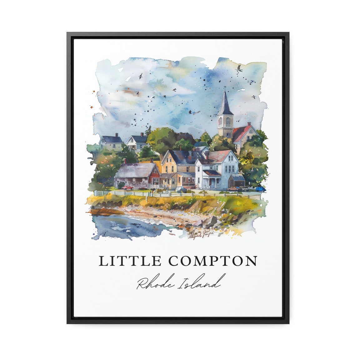Little Compton Rhode Island Coastal Village Watercolor Seaside Poster - Image 3