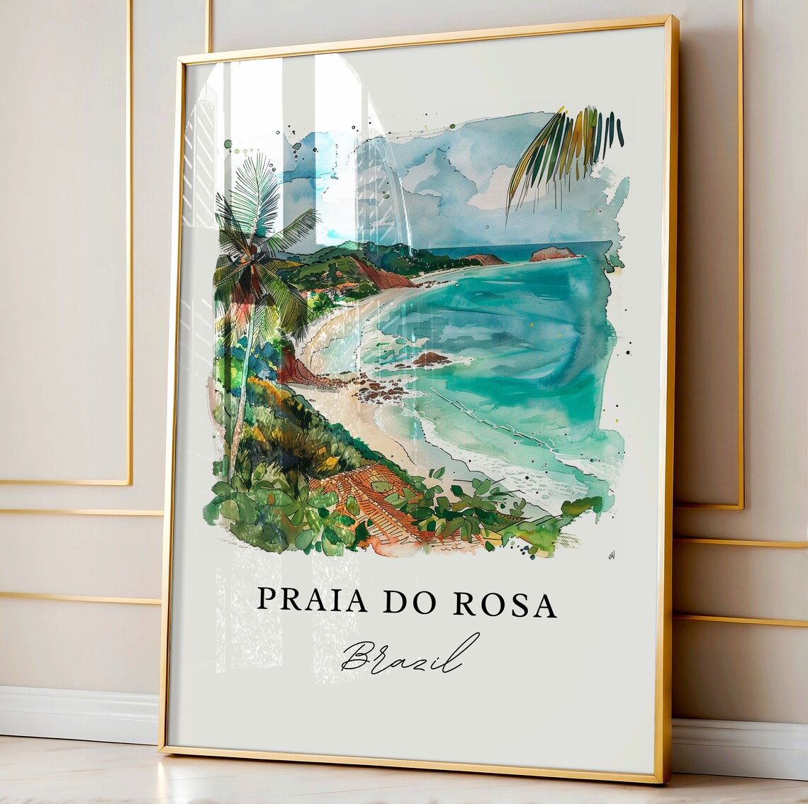 Praia Do Rosa Brazil Watercolor Tropical Beach Travel Poster - Image 3