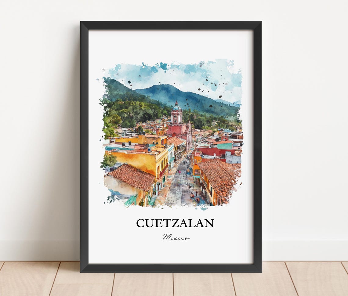 Cuetzalan Wall Art Puebla Mexico Print Watercolor Gift Travel Poster Housewarming - Image 4