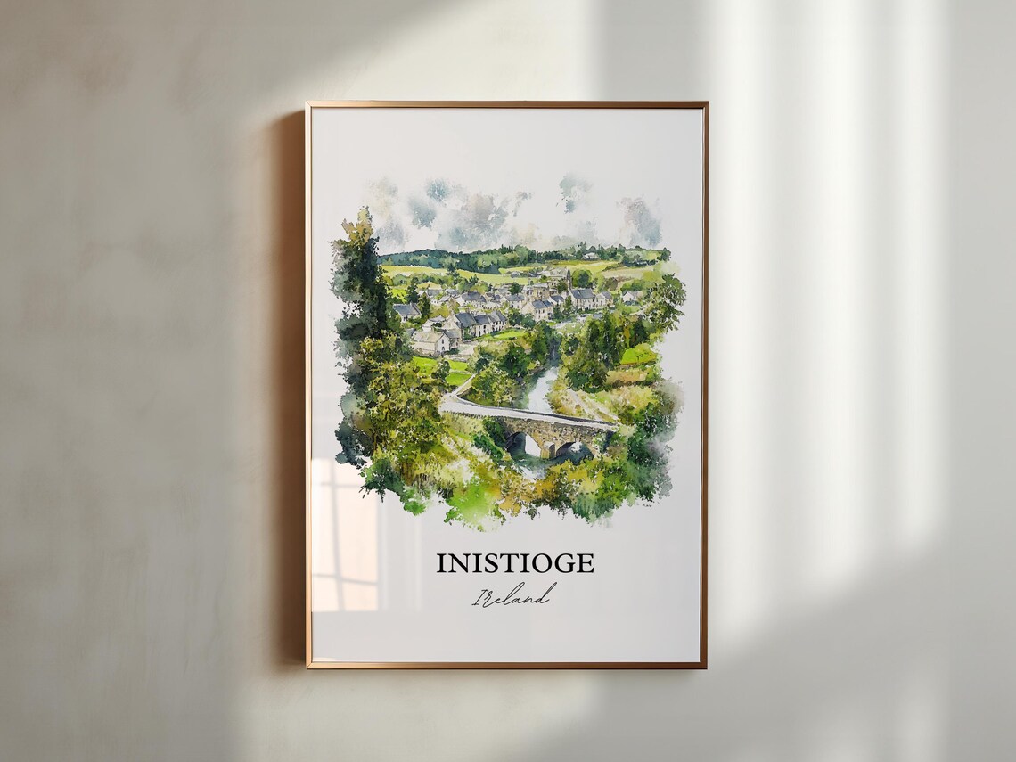 Inistioge Ireland Watercolor Village River Bridge Scenic View Poster - Image 5