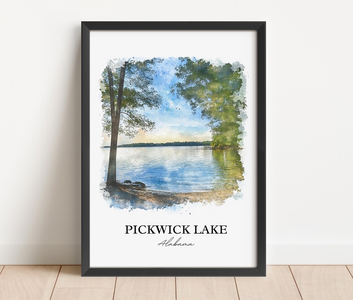 Pickwick Lake Alabama Tree Framed Bay Watercolor Travel Poster - Image 6