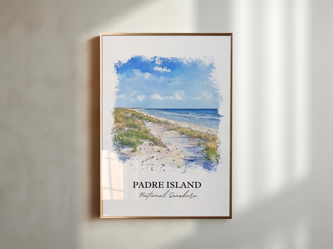 Padre Island National Seashore Texas Beach Dunes Watercolor Poster - Image 4