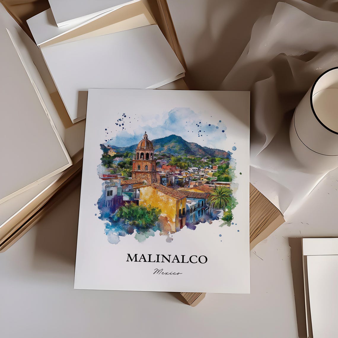 Malinalco Mx Wall Art Ixtapan Region Print Mexico Watercolor Gift Travel Poster Housewarming - Image 3