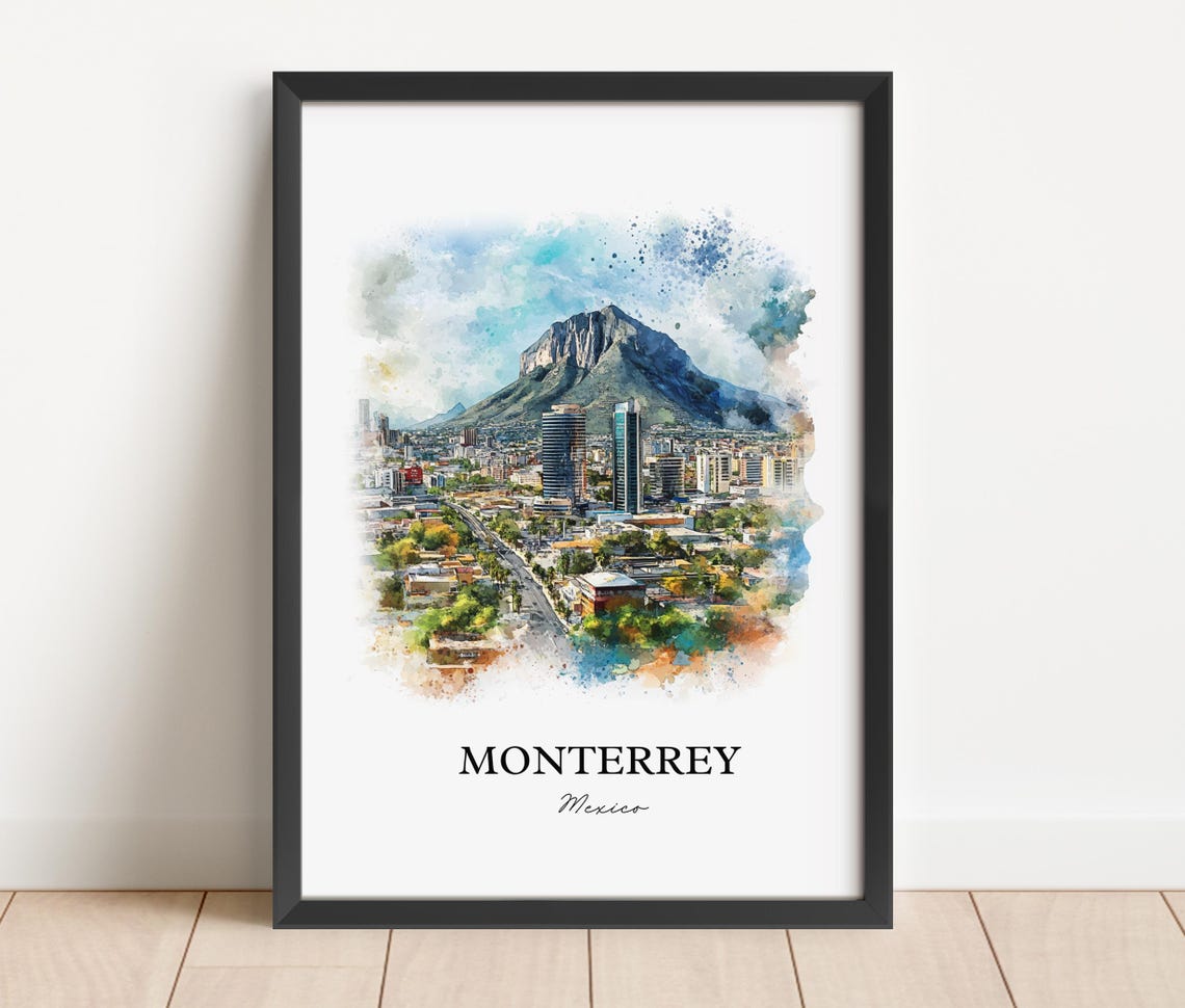 Monterrey Mexico Watercolor Travel Poster, Nuevo Leon - Image 3