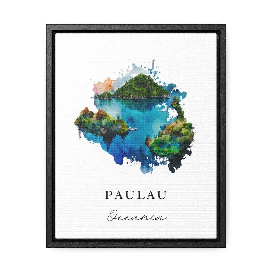 Paulau Oceania Lush Tropical Islands Watercolor Travel Poster