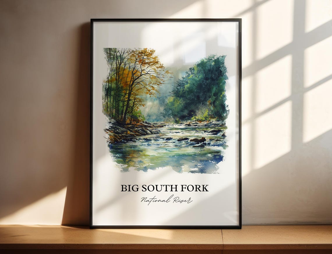 Big South Fork National River Autumn Forest Stream Watercolor Poster