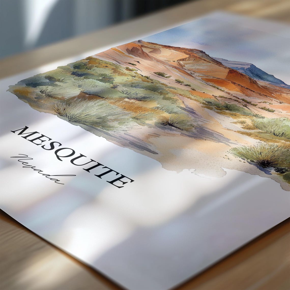Mesquite Nevada Watercolor Desert Trail Red Mountains Sagebrush Poster - Image 6