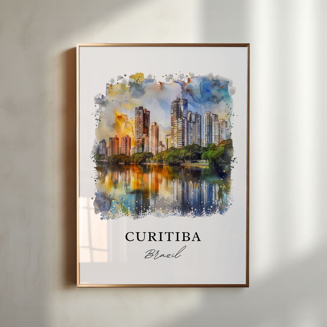 Curtibia Wall Art Brazil Print Watercolor Gift Travel Poster Housewarming