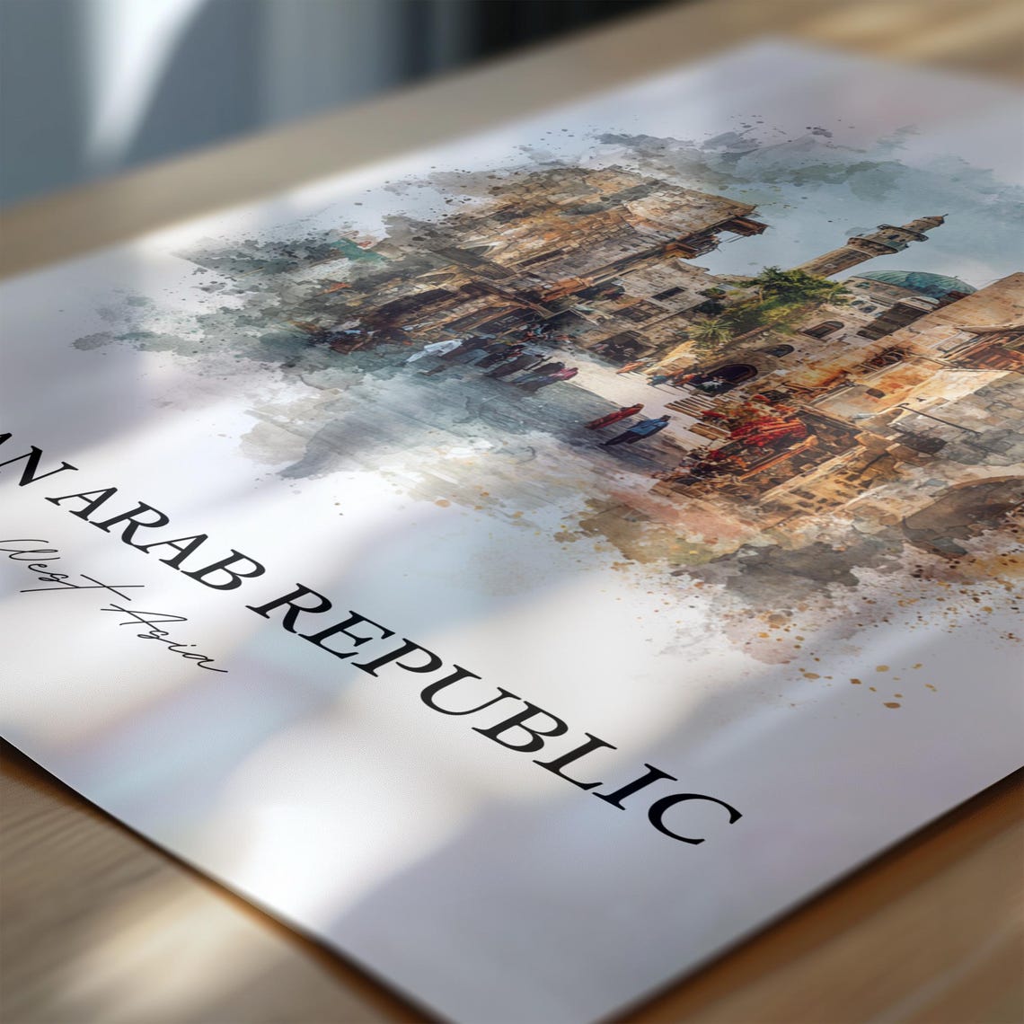 Syria Syrian Arab Republic Watercolor Art Old Souk Street Poster - Image 5