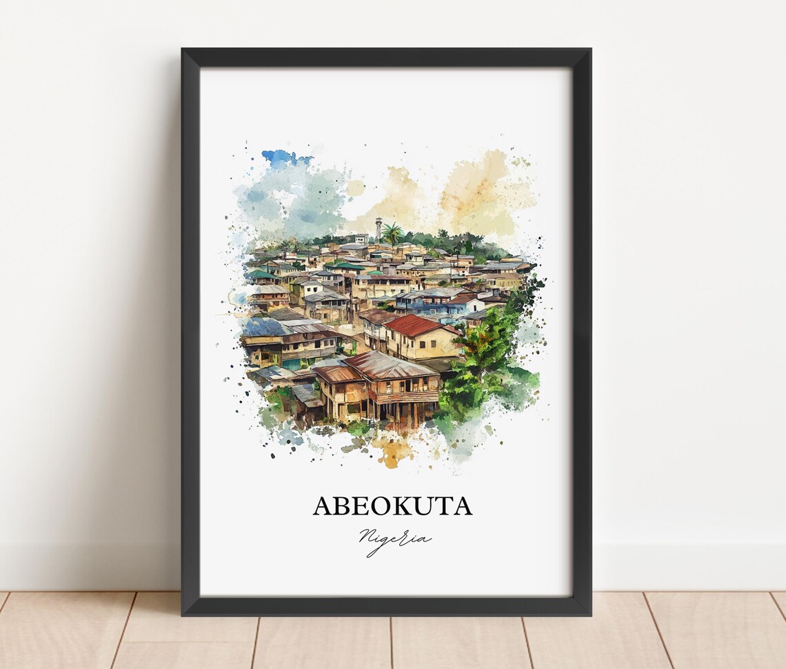 Abeokuta Nigeria Watercolor Hillside Town African Travel Poster - Image 5