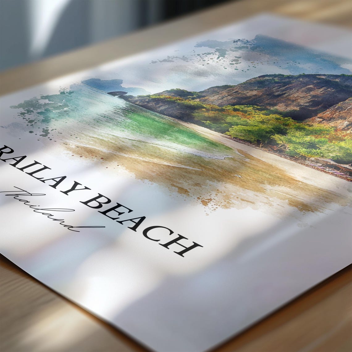 Railay Beach Thailand Watercolor Limestone Cliffs Bay Art Poster - Image 7