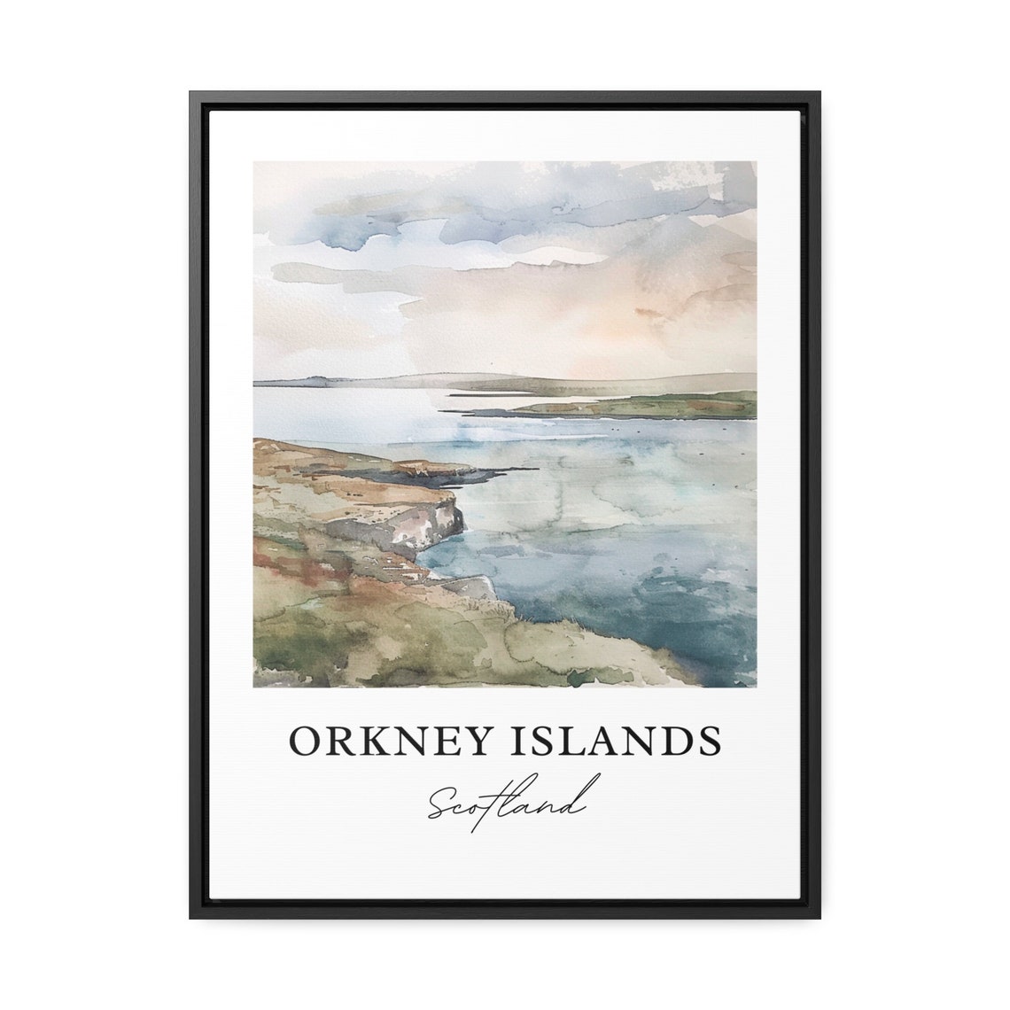 Orkney Islands Scotland Watercolor Coastal Cliff Seascape Poster - Image 3