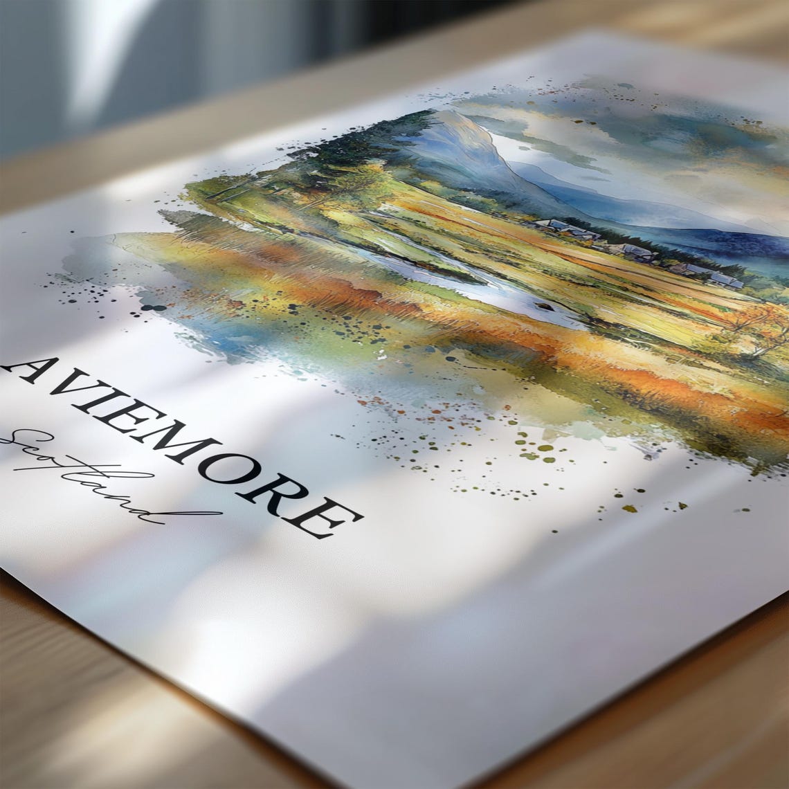 Aviemore Scotland Highland Valley River Watercolor Wilderness Poster - Image 6