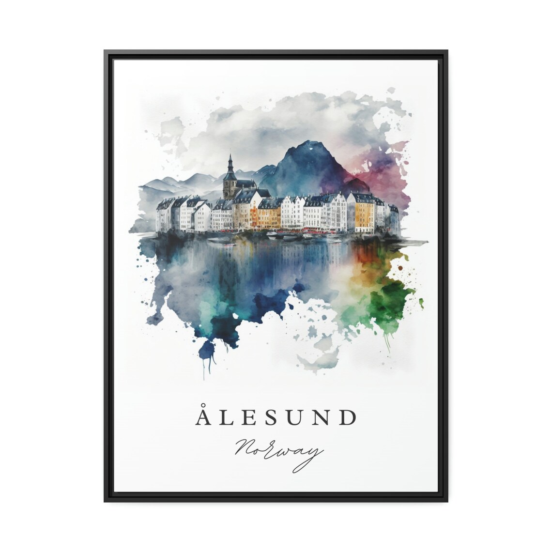 Alesund Traditional Travel Poster, Norway Custom Text - Image 2