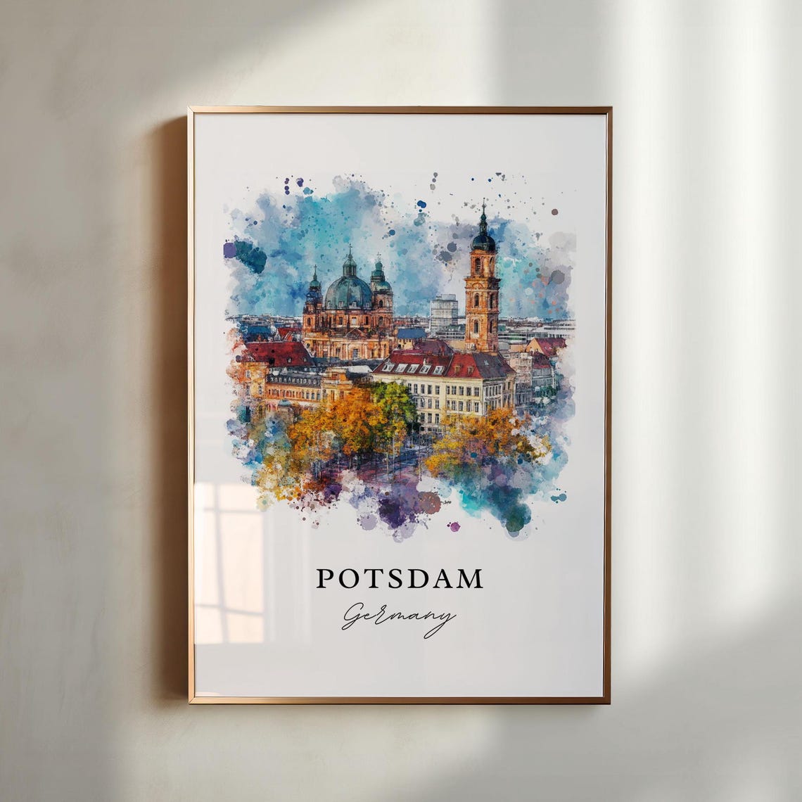 Potsdam Germany Watercolor Travel Poster, Housewarming