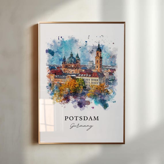 Potsdam Germany Watercolor Travel Poster, Housewarming