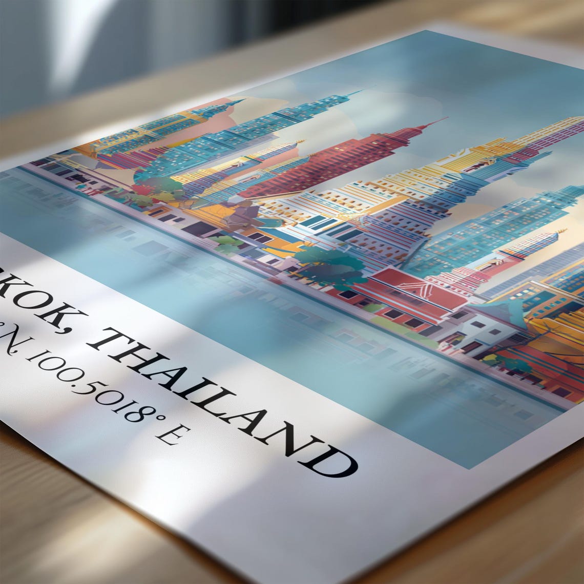 Bangkok Thailand Skyline Temple Skyscrapers Reflection Travel Poster - Image 6