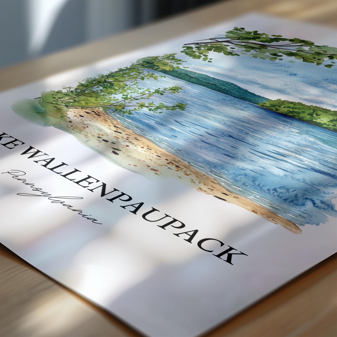 Lake Wallenpaupack Pennsylvania Lakeside Watercolor Art Poster - Image 6