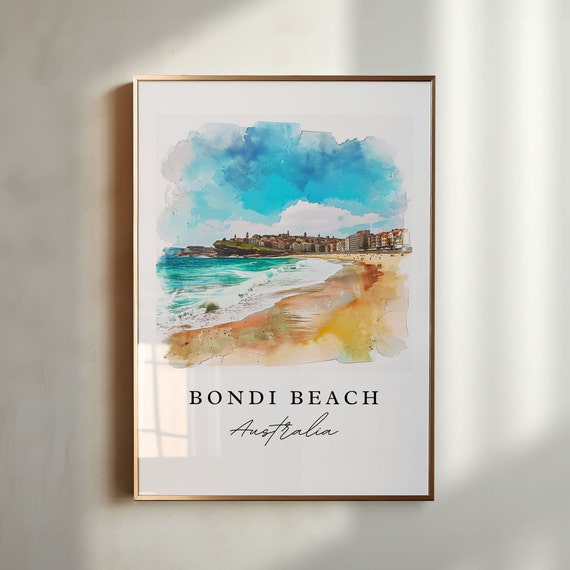 Bondi Beach Australia Wall Art Print Wentworth Aus Wedding Gift Birthday Present Custom Text Perfect
