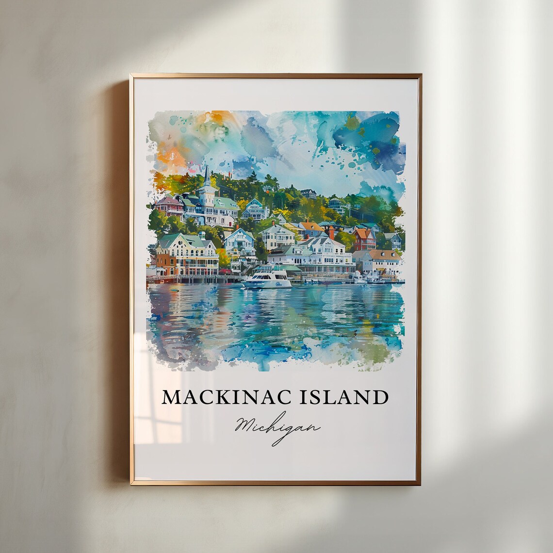 Mackinac Island Watercolor Travel Poster