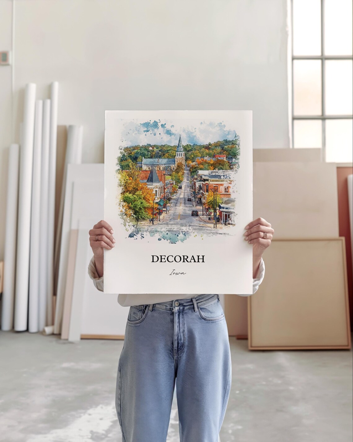 Decorah Iowa Watercolor Travel Poster, Winneshiek County - Image 2
