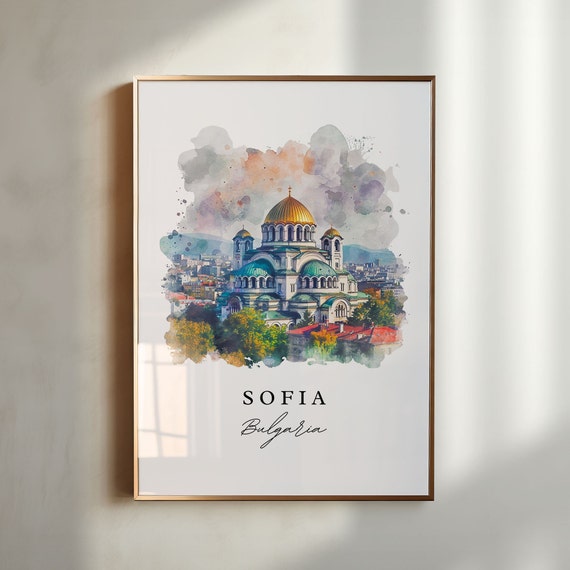 Sofia Bulgaria Travel Poster, Custom Text Art Print