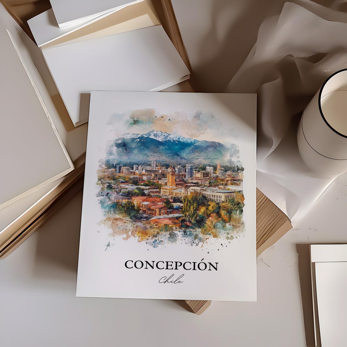 Concepcin Chile Wall Art Travel Print Watercolor Gift Poster Housewarming - Image 3