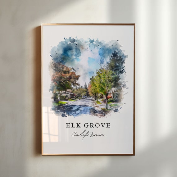 Elk Grove Wall Art Print Gift Travel Poster Housewarming