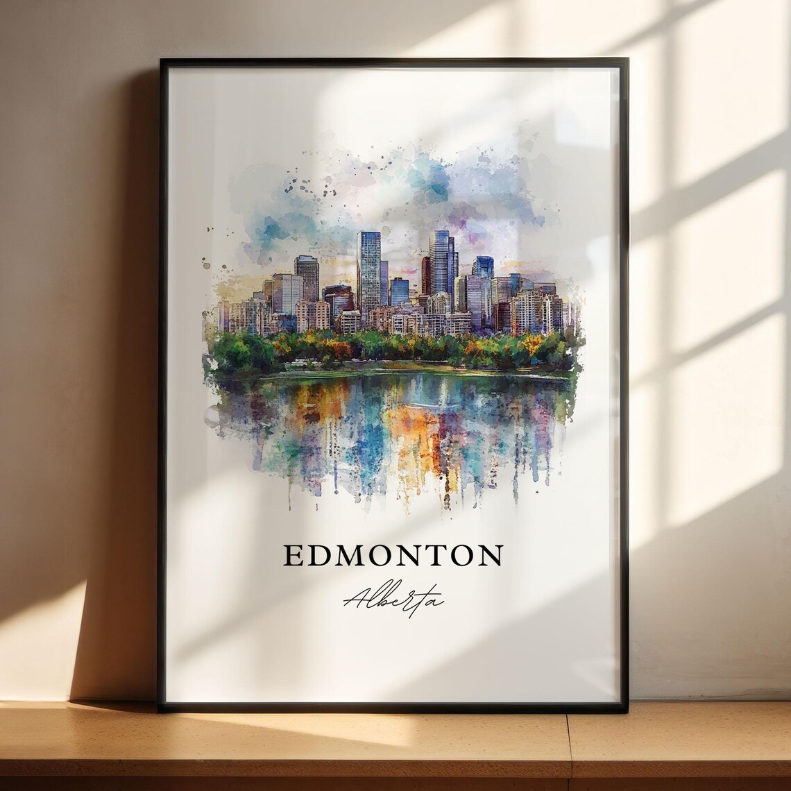 Edmonton Canada Watercolor Travel Poster, Alberta - Image 2