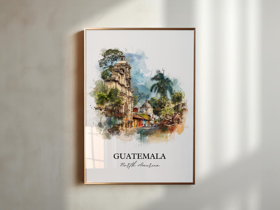Guatemala Watercolor Travel Poster, Central America - Image 5