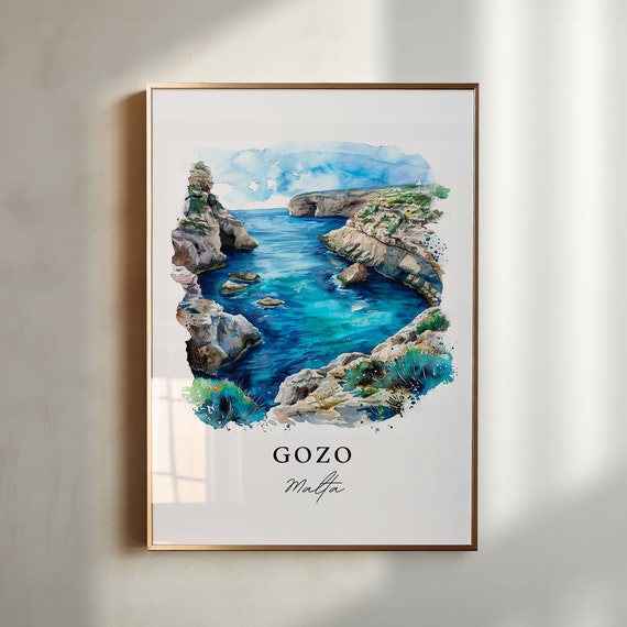 Gozo Malta Travel Poster, Housewarming Art Print