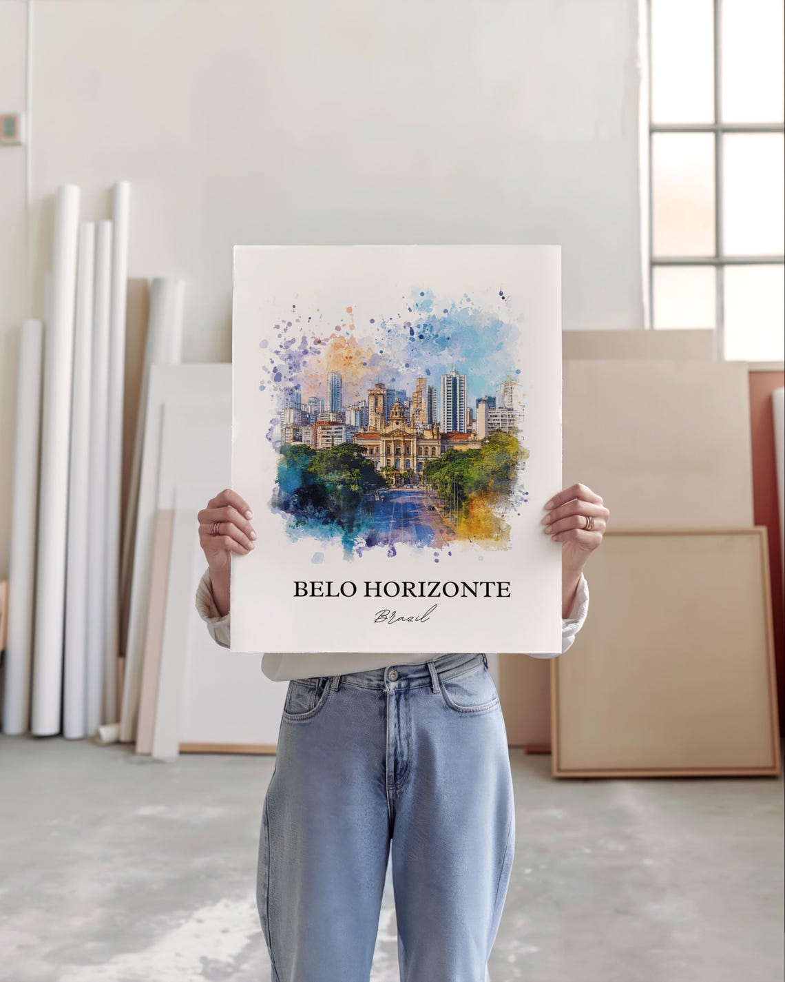 Belo Horizonte Wall Art Print Brazil Watercolor Gift Travel Poster Housewarming - Image 5
