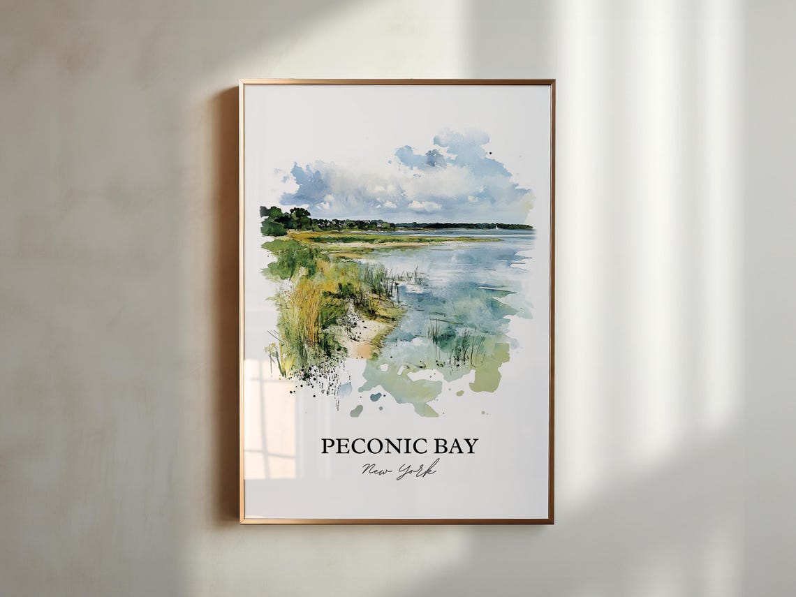 Peconic Bay New York Marsh Shoreline Watercolor Nature Poster - Image 5