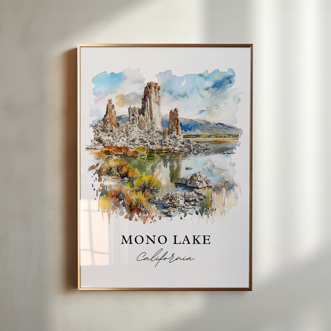 Mono Lake Ca Wall Art Mono Lake Print Mono Lake Watercolor Mono Lake California Gift Travel Print Travel Poster Housewarming Gift