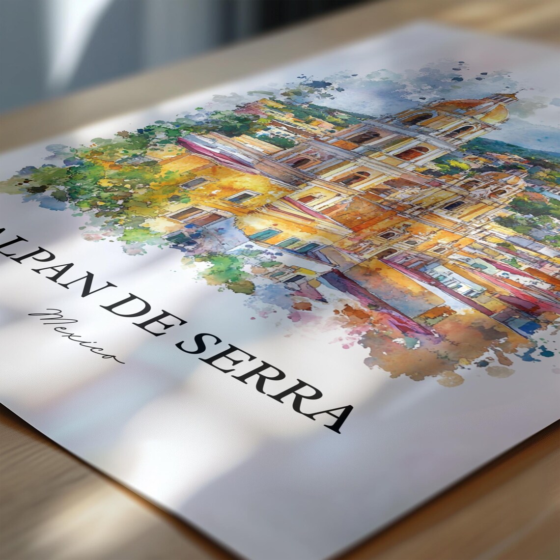 Jalpan de Serra Mexico Colonial Church Watercolor Travel Poster - Image 6
