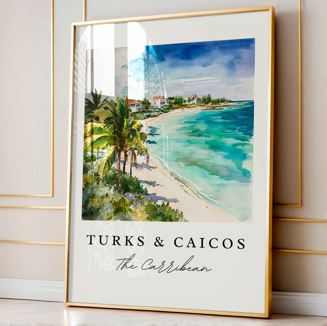 Turks and Caicos Caribbean Island Tropical Beach Watercolor Poster - Image 3