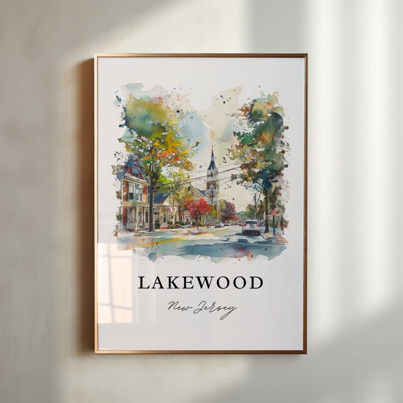 Lakewood Nj Wall Art Print Watercolor New Jersey Gift Travel Poster Housewarming