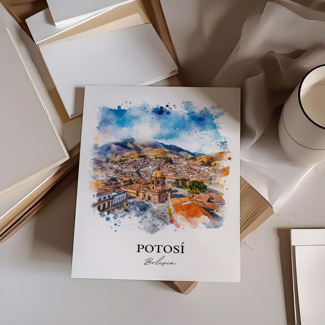 Potos Bolivia Wall Art Print Watercolor Gift Travel Poster Housewarming - Image 5