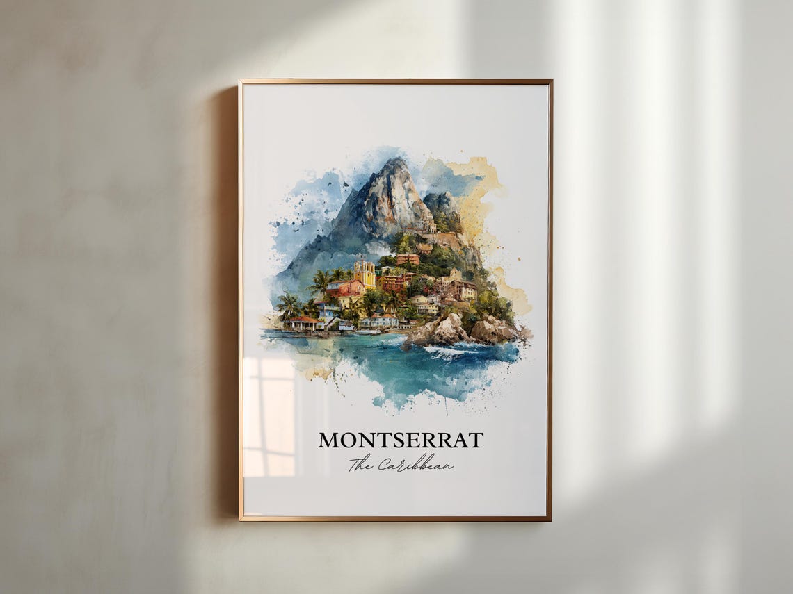 Montserrat Caribbean Watercolor Travel Poster - Image 5