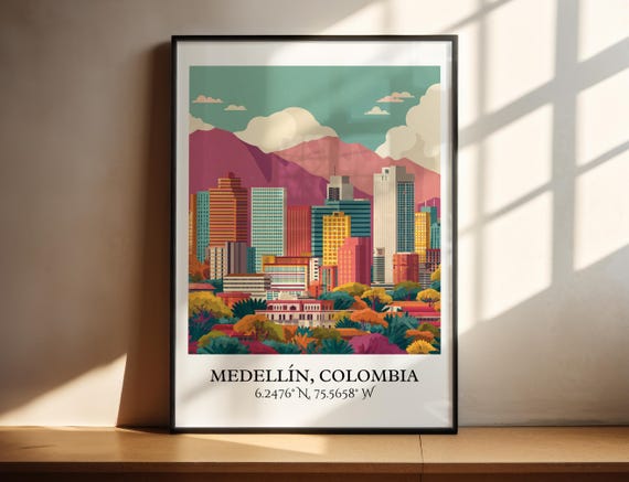 Medelln Art Retro Travel Colombia Home Decor Gift Prints Housewarming