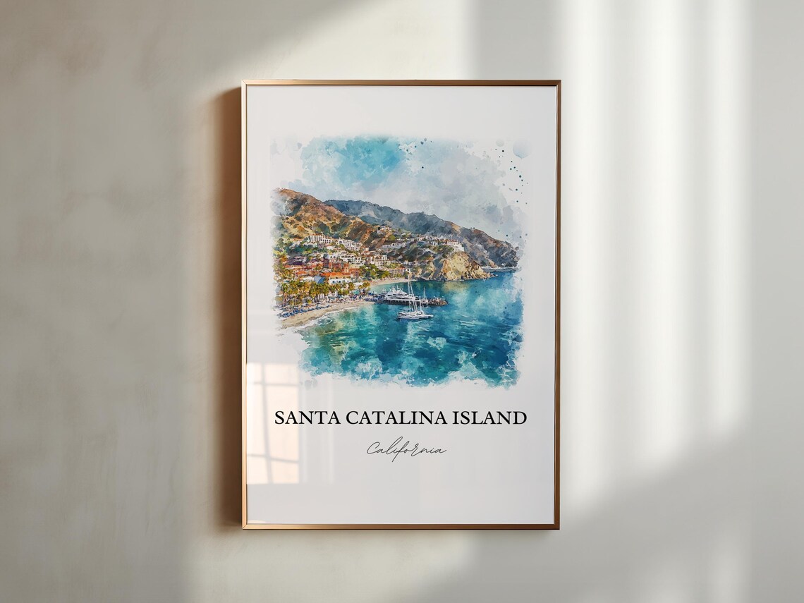 Santa Catalina Island California Avalon Bay Watercolor Travel Poster - Image 3